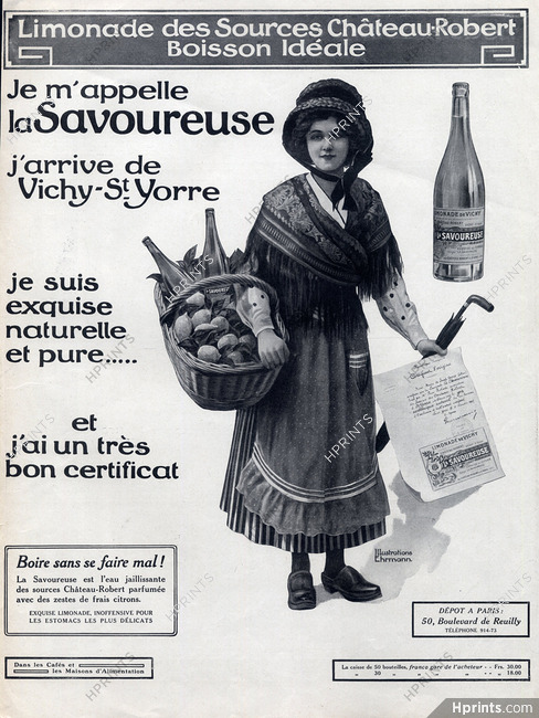 A. Ehrmann 1910 La Savoureuse, Chateau-Robert, Limonade de Vichy