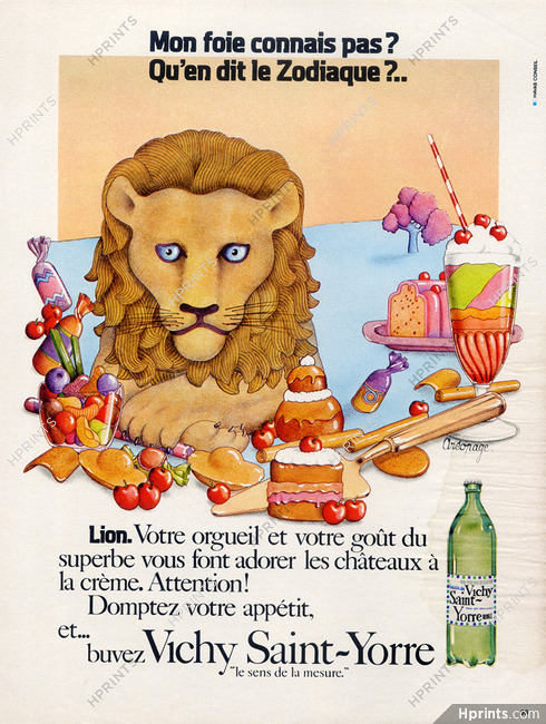 Vichy Saint-Yorre (Water) 1975 Aréopage, Zodiac, Lion