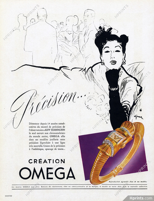 Omega (Watches) 1947 René Gruau