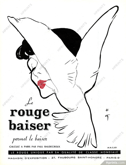 Rouge Baiser 1949 René Gruau Lipstick (Dove)