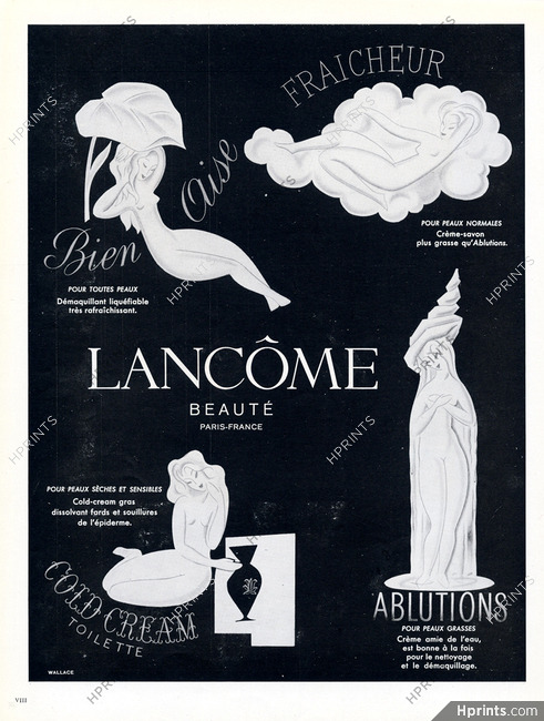 Lancôme (Cosmetics) 1948 Bien Aise, Fraicheur, Cold Cream, Ablutions