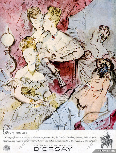 D'Orsay (Perfumes) 1945 Cinq Femmes, André Delfau