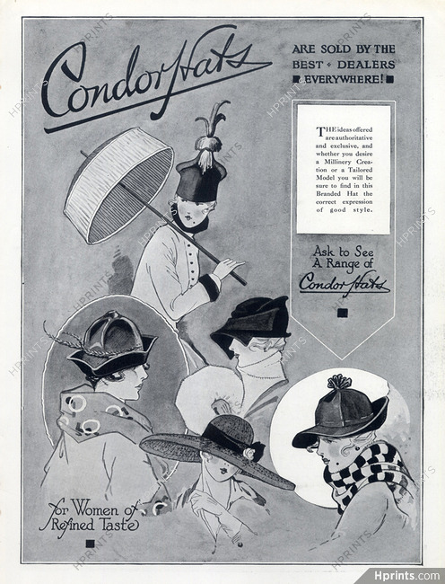 Condorhats 1917 Fashion Illustration Hats