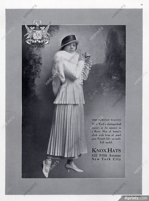 Knox (Millinery) 1915 Miss Florence Walton, Fashion Photography Hat