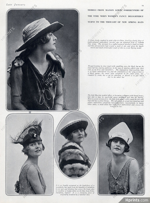 Lewis (Millinery) 1917 Fashion Photography Hats