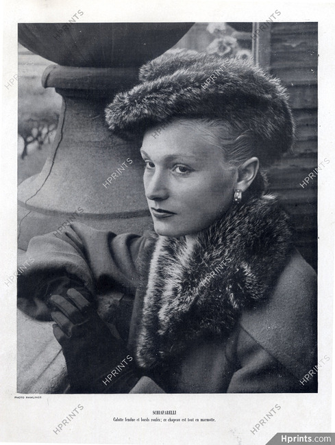 Schiaparelli 1947 fur Hat, Photo John Rawlings