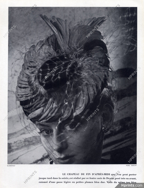 Rose Descat (Millinery) 1938 Photo Erwin Blumenfeld, Feathers Hat