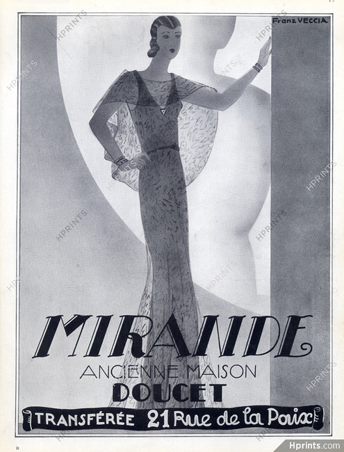 Mirande (ancienne maison Doucet) 1930 lace Evening Gown, Franz Veccia