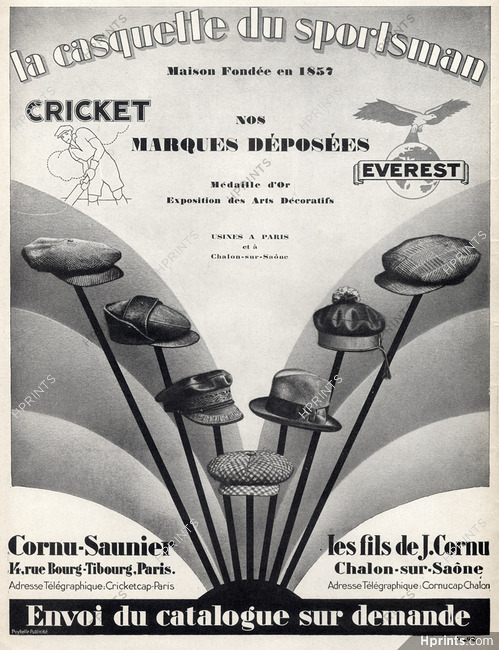 Cricket (Hats) 1927 J. Cornu, Casquette du Sportsman