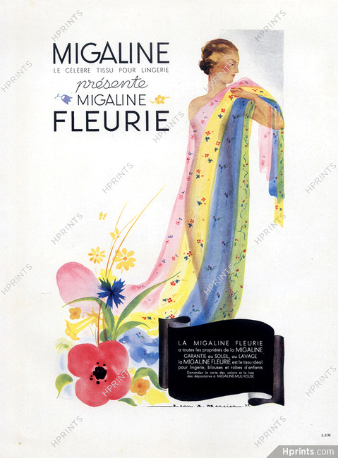 Migaline (Fabric) 1937 Jean Adrien Mercier, Fashion Illustration