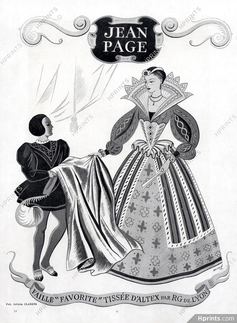Jean Page (Fabric) 1948 "Favorite" Miné, 18th Century Costumes