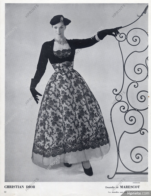 Christian Dior 1951 Photo Seeberger, Evening Gown, Embroidery Marescot