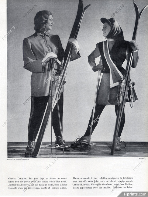 Hermès, André Ledoux 1946 Sportswear Fashion Sport Ski