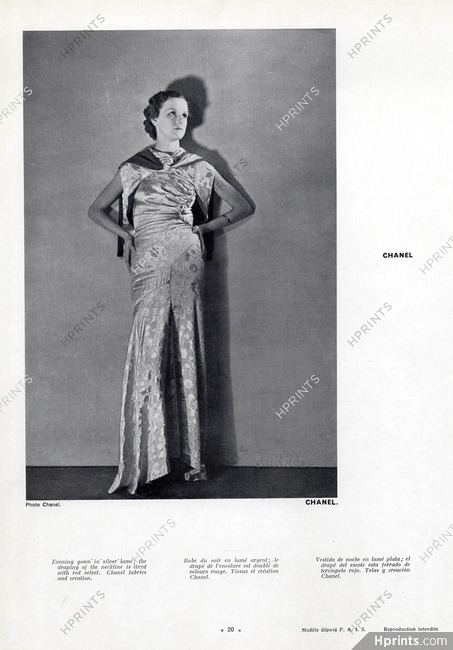 Chanel 1933 Evening Gown, Silver Lamé, Photo Chanel Studio