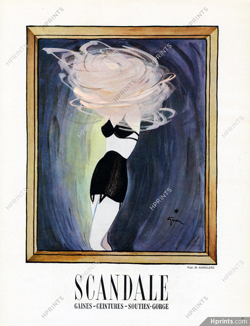 Scandale (Lingerie) 1946 Girdle, Bra, René Gruau (Version A)