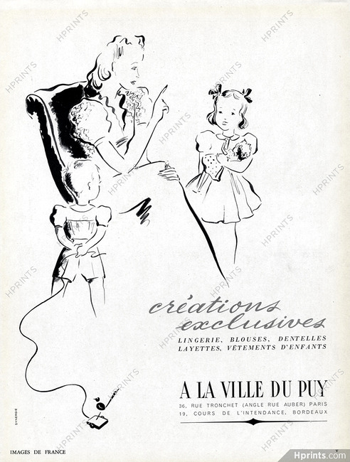A La Ville Du Puy (Lingerie) 1941 Kids Children Doll