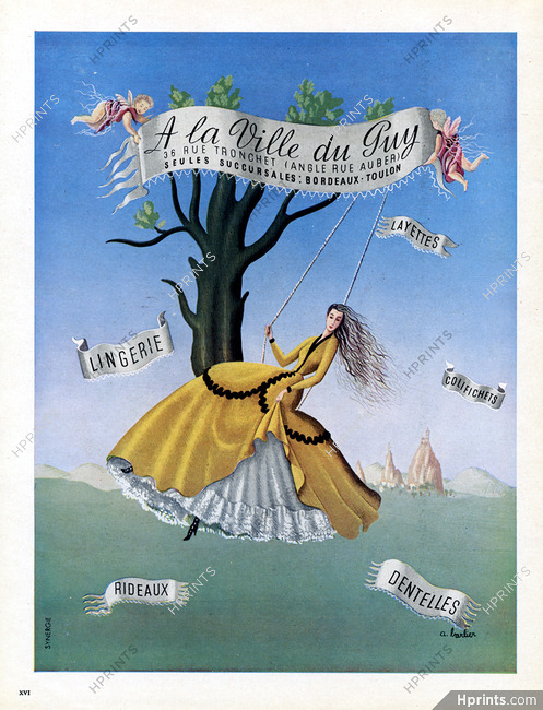 A La Ville Du Puy (Lingerie) 1948 Swing A. Barlier Surrealism