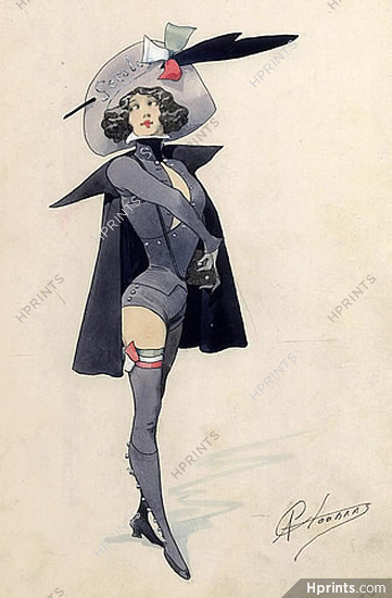 Alfred CHOUBRAC 1890 Costume Design, The Stranger, Secolo