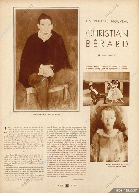 Un Peintre Nouveau - Christian Bérard, 1932 - Pierre Colle Portrait, Texte par Jean Gallotti