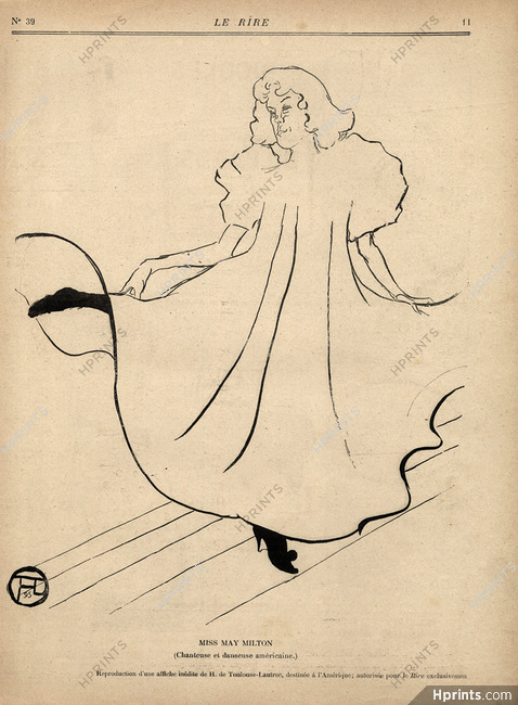 H. de Toulouse Lautrec 1895 Miss May Milton, Singer and American Dancer