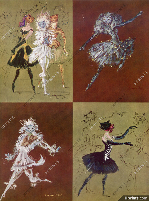 Leonor Fini 1948 "Les Demoiselles de la Nuit" Costume Designs, Roland Petit, Margot Fonteyn, Cats