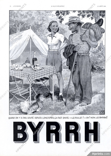 Byrrh 1936 Camping, Pekingese dog