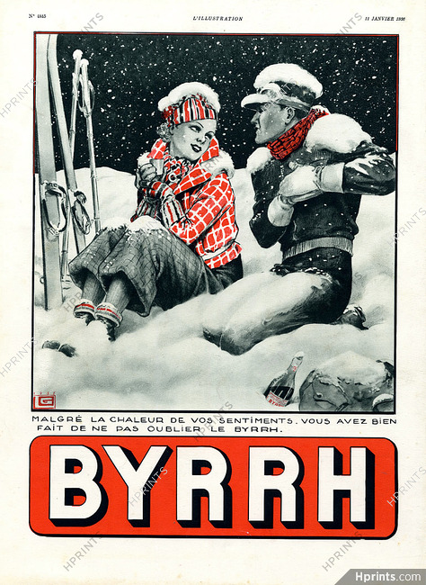 Byrrh 1936 Skiing Winter Sports, Georges Léonnec