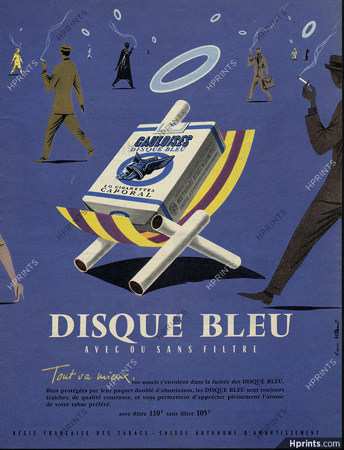 Gauloises Disque Bleu 1957 d'après Bernard Villemot