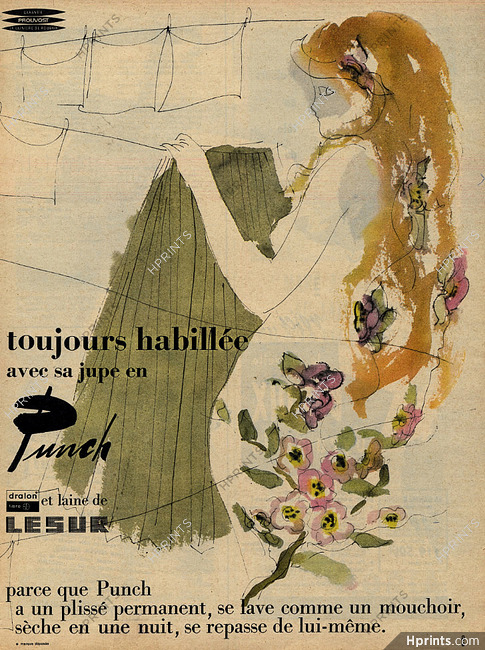 Lesur (Fabric) 1952 Punch Pleated skirt
