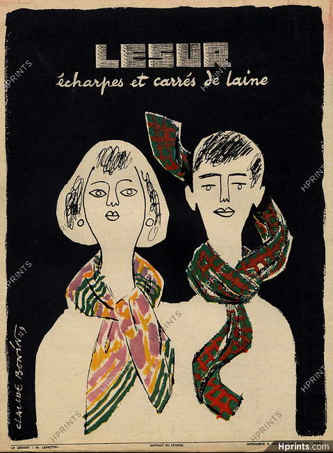 Lesur (Fabric) 1949 Scarves, Claude Bonin