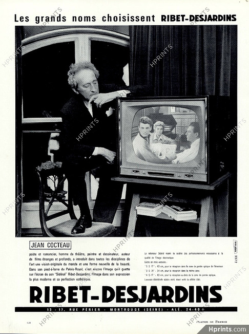 Ribet-Desjardins 1947 Television, Jean Cocteau, Jean Marais