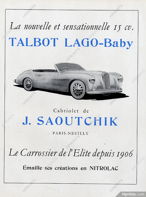 Talbot Lago-Baby (Cars) 1949 Saoutchik Coachbuilder