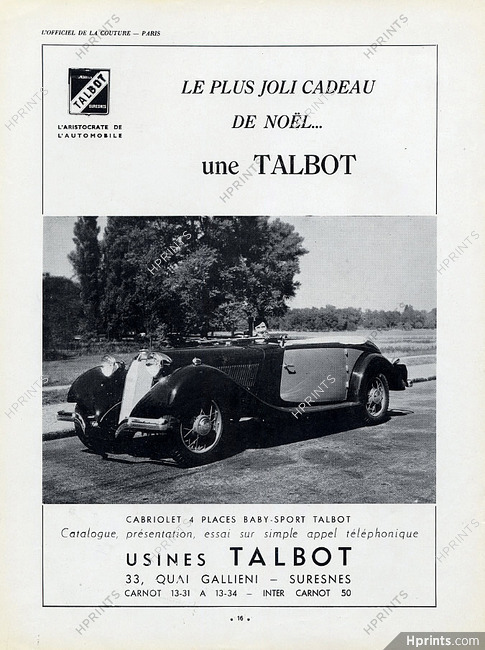 Talbot 1936 Cabriolet Baby Sport