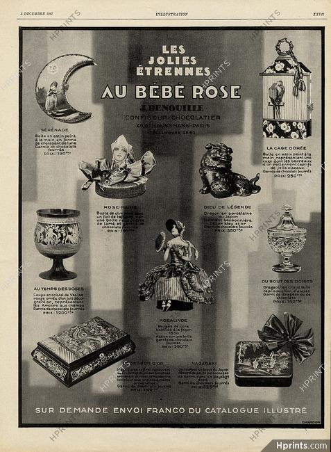 Au Bébé Rose 1927 J. Denouille Confectioner, Chocolate maker