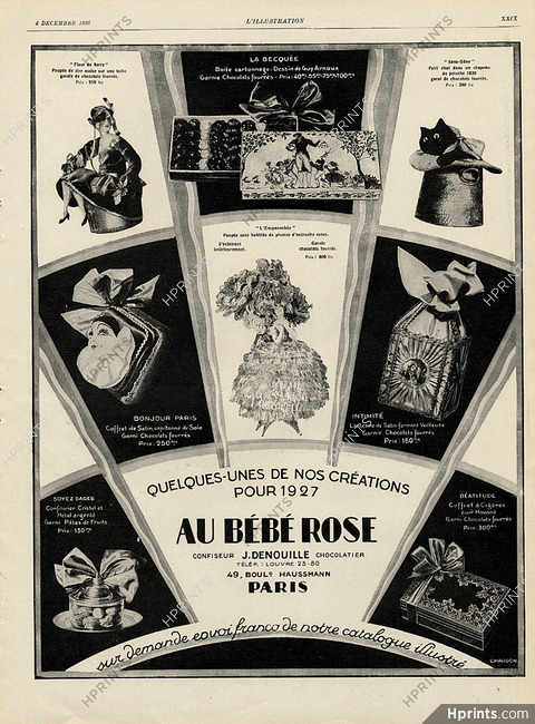 Au Bébé Rose (Chocolates) 1926 Confectioner, Box by Guy Arnoux