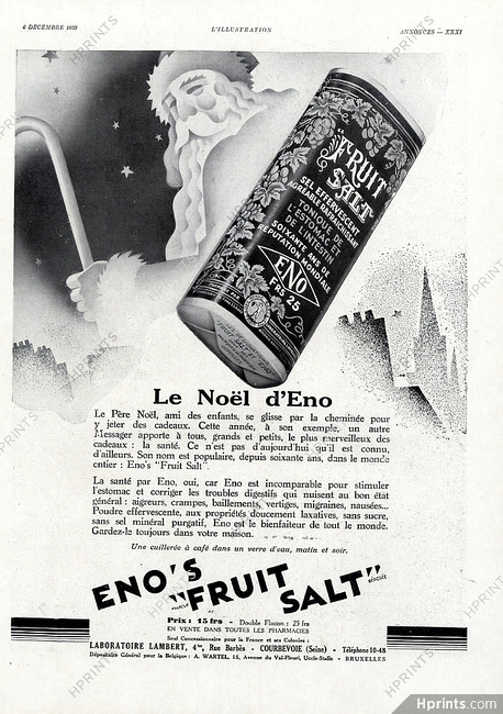 Eno's Fruit Salt 1930 Santa, Christmas