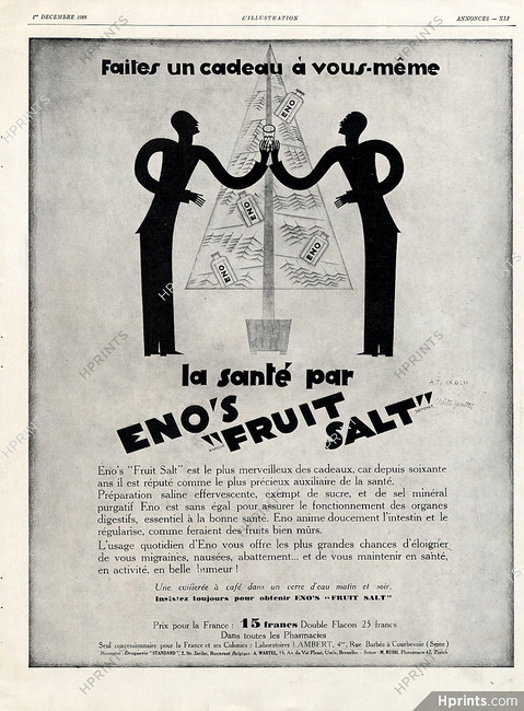 Eno's Fruit Salt 1928 A.T. Carlu