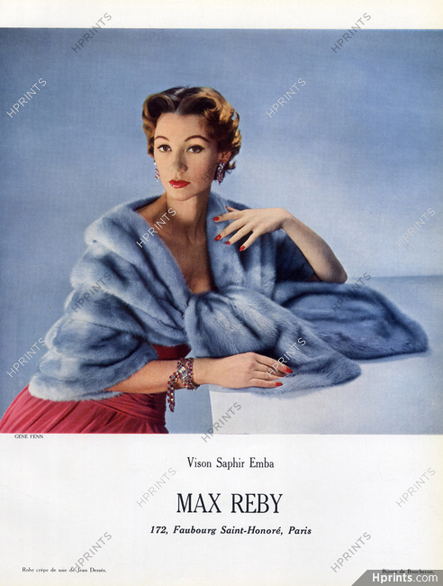 Boucheron (Bracelet) & Max Reby (Fur) 1952 Photo Gene Fenn