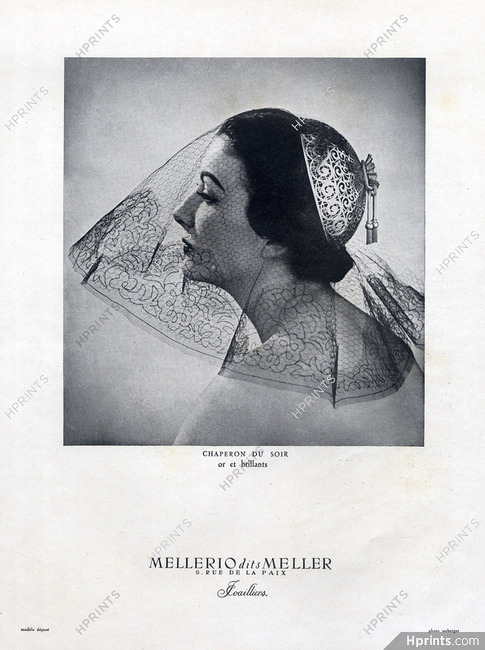 Mellerio Dits Meller 1949 Evening Hat Veil, Photo Seeberger