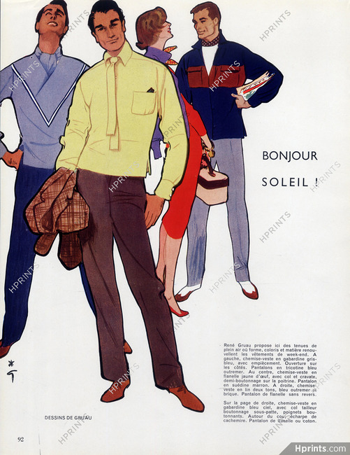 René Gruau 1956 Men S Fashion — Clipping