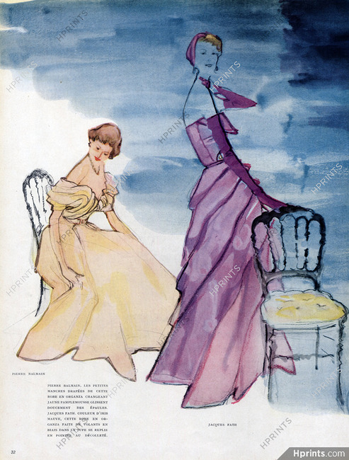Jacques Fath & Pierre Balmain 1949 Evening Gown, Alfredo Bouret
