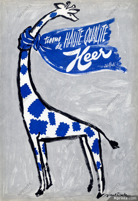 Heer (Textiles Thalwil) 1958 Paul Isola, Giraffe