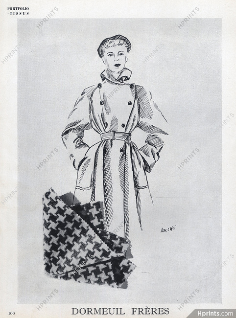 Dormeuil Frères 1949 Simone Souchi, Fashion Illustration