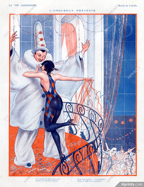 Vald'Es 1927 Carnival Harlequin Pierrot