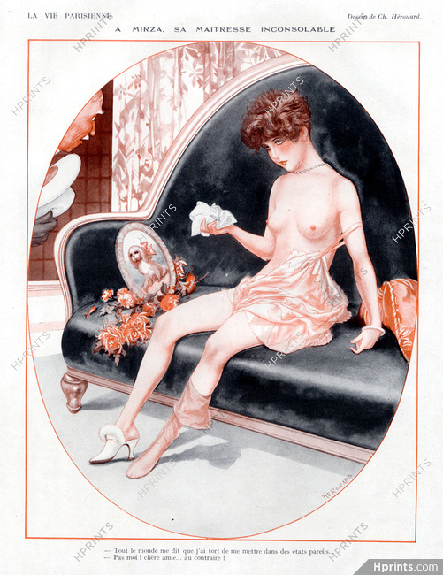 Chéri Hérouard 1928 Sexy Looking Girl Topless, A Mirza (Dog)
