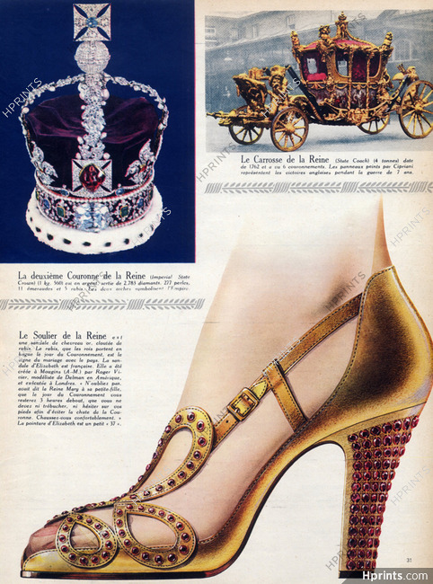 Roger Vivier 1953 Shoe of the Queen Elisabeth, Crown, State Coach