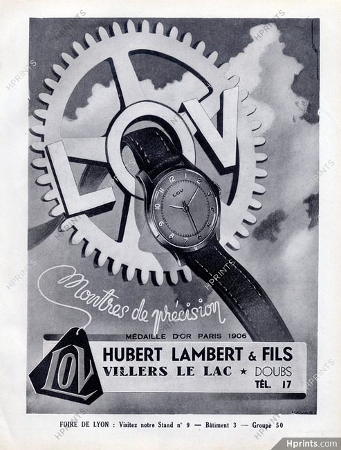 Hubert Lambert & Fils (Watches) 1950 Model Lov, Illustrator Lecoq