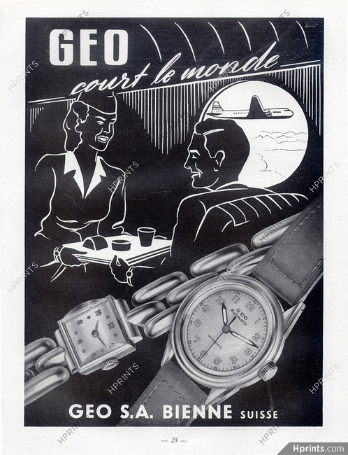 Geo (Watches) 1947 Automatic Antimagnetic, Illustrator Delia, Stewardess