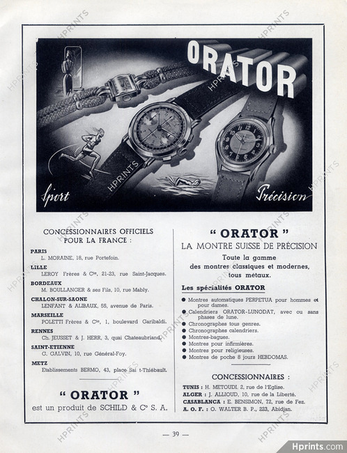 Orator (Watches) 1950 Ets Schild & C°
