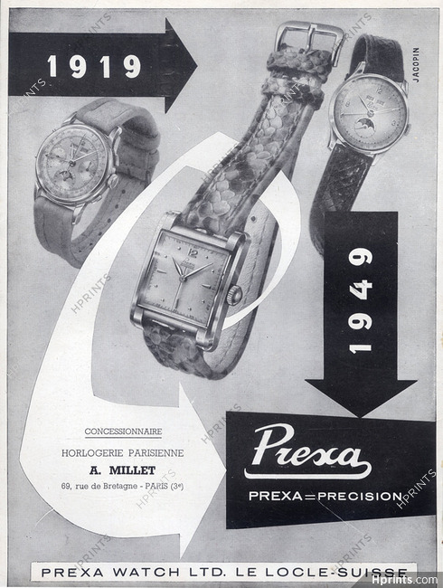 Prexa (Watches) 1949 Le Locle Suisse